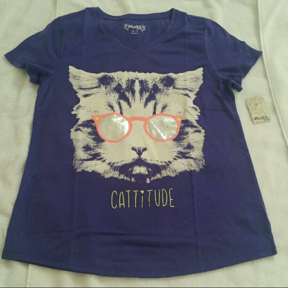 📌SOLD Mudd girls Cattitude Shirt size 16.5 - Picture 1 of 3